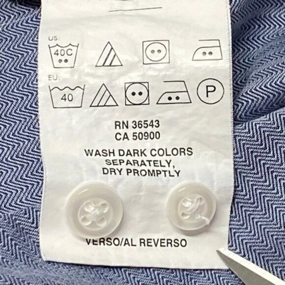 Tommy Hilfiger Button Down Men's Large Steel Blue Tonal Stripe Long Sleeve EUC - Picture 7 of 12